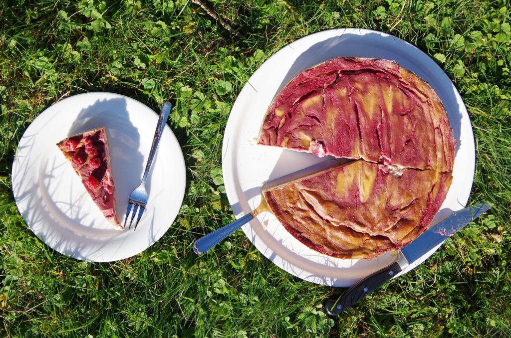 Himbeer-Käse-Kuchen ohne Zucker vegan